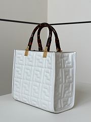 Kitlife Fendi Sunshine Small White Leather Shopper 25.5x12x23cm - 5