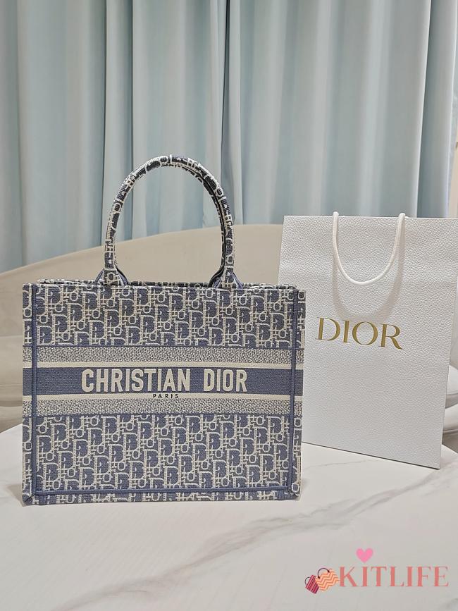 Kitlife Dior Blue Oblique Medium Book Tote 36.5x28x16.5cm - 1