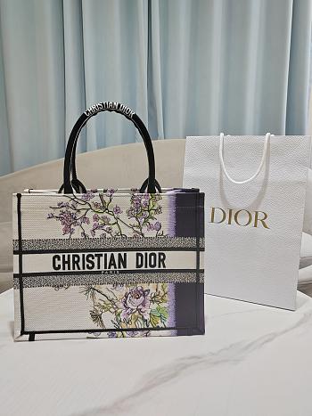 Kitlife Dior Pivoine Embroidery In Multicolor Medium Book Tote 36x27.5x16.5cm