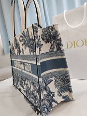 Kitlife Dior White and Blue Palms Jouy Embroidery Medium Book Tote 36x27.5x16.5cm - 6
