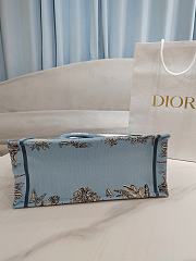 Kitlife Dior Space Blue and White Palms Jouy Embroidery Medium Book Tote 36x27.5x16.5cm - 4