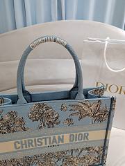 Kitlife Dior Space Blue and White Palms Jouy Embroidery Medium Book Tote 36x27.5x16.5cm - 2