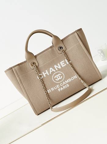 Kitlife Chanel Deauville Shopping Tote Bag Beige AS3257 33x26x15.5cm