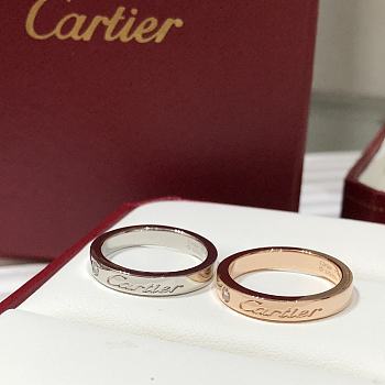 Kitlife Cartier C de Wedding Ring in Rose Gold / Silver Width 3 mm, 1 diamond