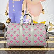 Kitlife Louis Vuitton Keepall Bandoulière 35 Bag Grey & Pink M15023 34x21x16cm - 3