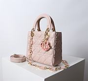 Kitlife Dior Lady Bag Pink With Gold-plated Metal Chain Strap And Brown O-shaped Design  - 2