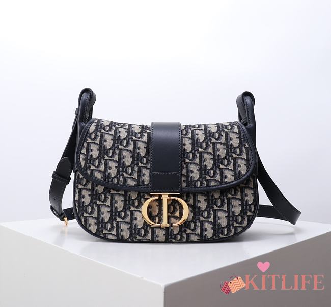 Kitlife Dior Medium 30 Montaigne Satchel Bag Blue Oblique Jacquard 24x17x9cm  - 1