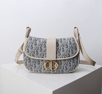 Kitlife Dior Medium 30 Montaigne Satchel Bag Light Blue Oblique Jacquard 24x17x9cm 