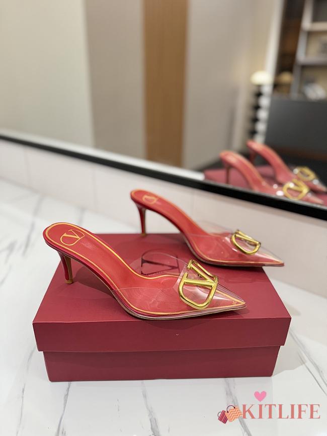 Kitlife Valentino Garavani Vlogo 80 Vinyl & Leather Mule In Red - 1
