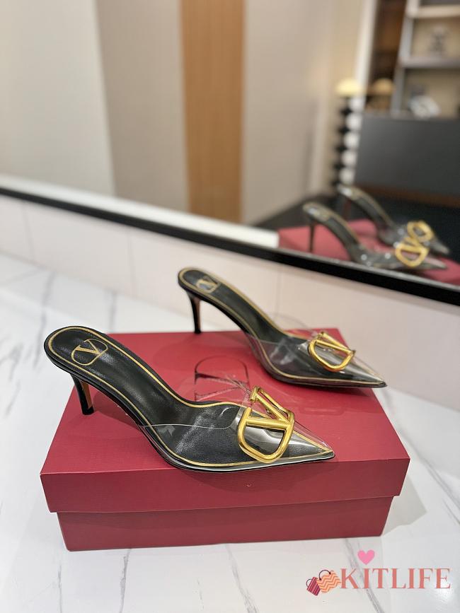 Kitlife Valentino Garavani Vlogo 80 Vinyl & Leather Mule In Black - 1