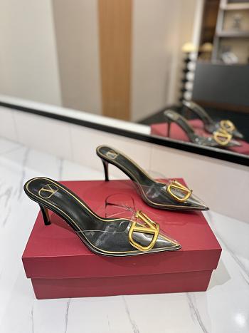 Kitlife Valentino Garavani Vlogo 80 Vinyl & Leather Mule In Black