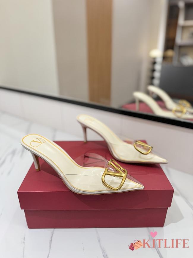 Kitlife Valentino Garavani Vlogo 80 Vinyl & Leather Mule In White - 1