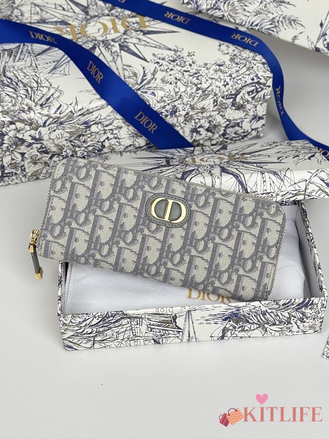 Kitlife Dior Long Zipper Wallet Grey Oblique 19.5.×10.5×3cm - 1