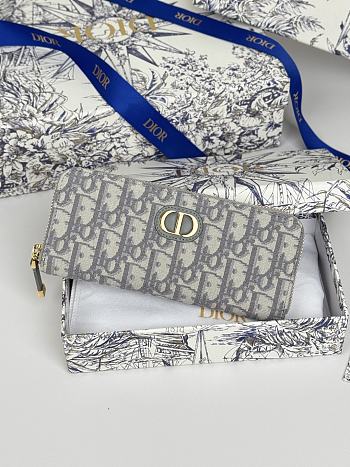 Kitlife Dior Long Zipper Wallet Grey Oblique 19.5.×10.5×3cm
