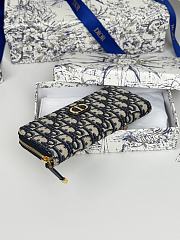 Kitlife Dior Long Zipper Wallet Blue Oblique 19.5.×10.5×3cm - 5