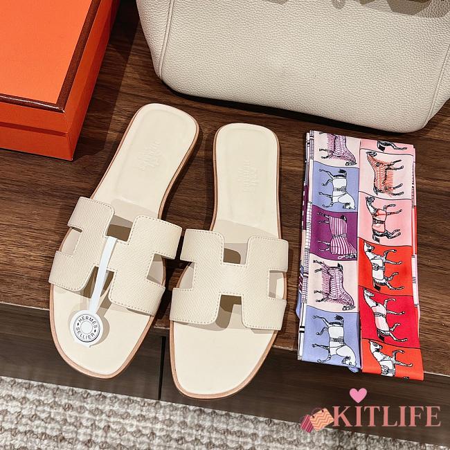 Kitlife Hermes Oran Sandals in Cream - 1