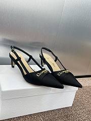 Kitlife Dior CD Letter Logo Metal Buckle Stiletto Heeled Sandals Black Technical Fabric - 1
