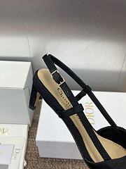 Kitlife Dior CD Letter Logo Metal Buckle Stiletto Heeled Sandals Black Technical Fabric - 2