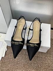 Kitlife Dior CD Letter Logo Metal Buckle Stiletto Heeled Sandals Black Technical Fabric - 3