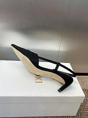 Kitlife Dior CD Letter Logo Metal Buckle Stiletto Heeled Sandals Black Technical Fabric - 5