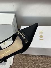 Kitlife Dior CD Letter Logo Metal Buckle Stiletto Heeled Sandals Black Technical Fabric - 4