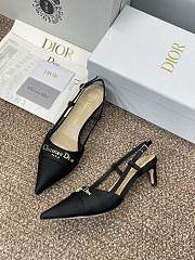 Kitlife Dior CD Letter Logo Metal Buckle Stiletto Heeled Sandals Black Technical Fabric - 6