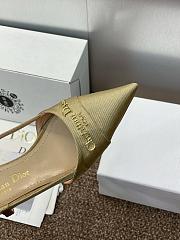 Kitlife Dior CD Letter Logo Metal Buckle Stiletto Heeled Sandals Gold Technical Fabric - 4