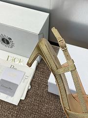 Kitlife Dior CD Letter Logo Metal Buckle Stiletto Heeled Sandals Gold Technical Fabric - 2