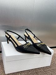 Kitlife Dior CD Letter Logo Metal Buckle Stiletto Heeled Sandals Black Leather - 1