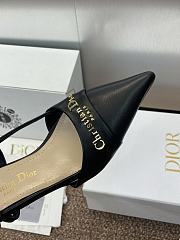Kitlife Dior CD Letter Logo Metal Buckle Stiletto Heeled Sandals Black Leather - 6