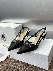 Kitlife Dior CD Letter Logo Metal Buckle Stiletto Heeled Sandals Black Leather - 5