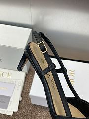 Kitlife Dior CD Letter Logo Metal Buckle Stiletto Heeled Sandals Black Leather - 4