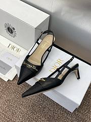 Kitlife Dior CD Letter Logo Metal Buckle Stiletto Heeled Sandals Black Leather - 3