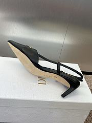 Kitlife Dior CD Letter Logo Metal Buckle Stiletto Heeled Sandals Black Leather - 2