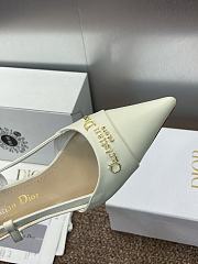 Kitlife Dior CD Letter Logo Metal Buckle Stiletto Heeled Sandals White Leather - 6