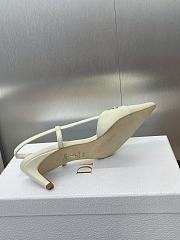 Kitlife Dior CD Letter Logo Metal Buckle Stiletto Heeled Sandals White Leather - 5