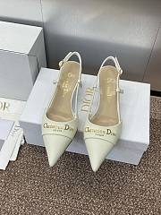 Kitlife Dior CD Letter Logo Metal Buckle Stiletto Heeled Sandals White Leather - 2