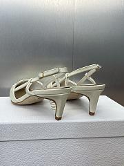 Kitlife Dior CD Letter Logo Metal Buckle Stiletto Heeled Sandals White Leather - 4