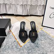 Kitlife Saint Laurent Babylone YSL Ruched Leather Mule Sandals in Black - 1