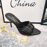Kitlife Saint Laurent Babylone YSL Ruched Leather Mule Sandals in Black - 3