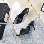 Kitlife Saint Laurent Babylone YSL Ruched Leather Mule Sandals in Black - 4
