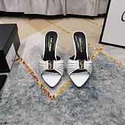 Kitlife Saint Laurent Babylone YSL Ruched Leather Mule Sandals in White - 1