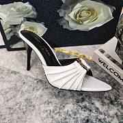 Kitlife Saint Laurent Babylone YSL Ruched Leather Mule Sandals in White - 6