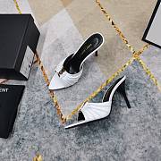 Kitlife Saint Laurent Babylone YSL Ruched Leather Mule Sandals in White - 3