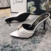 Kitlife Saint Laurent Babylone YSL Ruched Leather Mule Sandals in White - 4