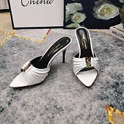 Kitlife Saint Laurent Babylone YSL Ruched Leather Mule Sandals in White - 2
