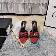 Kitlife Saint Laurent Babylone YSL Ruched Leather Mule Sandals in Red - 1