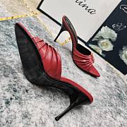 Kitlife Saint Laurent Babylone YSL Ruched Leather Mule Sandals in Red - 6
