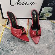 Kitlife Saint Laurent Babylone YSL Ruched Leather Mule Sandals in Red - 5
