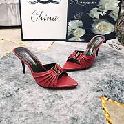 Kitlife Saint Laurent Babylone YSL Ruched Leather Mule Sandals in Red - 2